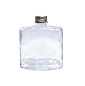 ขวดเหล้าแก้วใส ปากเกลียว 200 ml - ทรงเหลี่ยมแบน