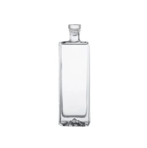 ขวดเหล้าแก้วใส ปากคอร์ก 500 ml - ทรงเหลี่ยมแบนสูง ก้นภูเขาไฟ